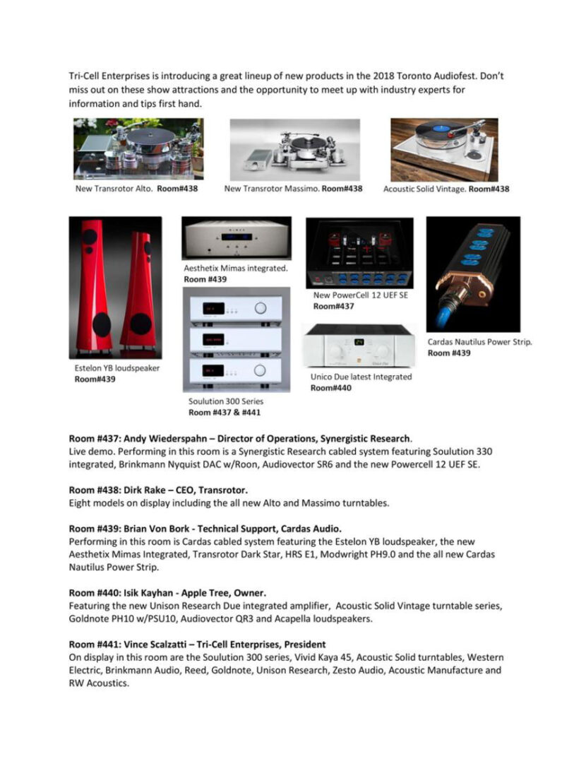2018 Audio Fest - Tri-Cell Enterprises